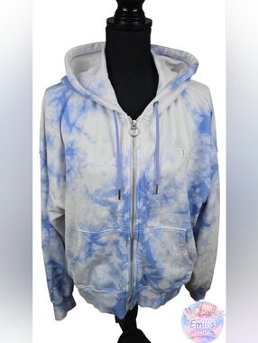 Champion Light Blue & White Tie-Dye Zip Hoodie